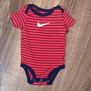 Nike Red and Navy Striped Infant Bodysuit